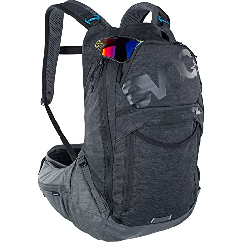 Foto von EVOC TRAIL PRO 16l Protektor Rucksack für Tagestouren & Trailriding, Fahrradrucksack (Backpack mit LITESHIELD PLUS Rückenprotektor, 3l Trinkblasenfach, Größe: S/M), Schwarz/Carbon Grau