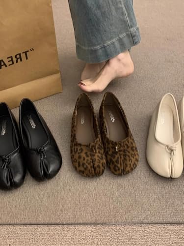 ZQW Ballet Flats for Women Leopard Tabi Shoes Split Toe Wide Width Comfortable Slip-On Walking Shoes for Everyday Wear4