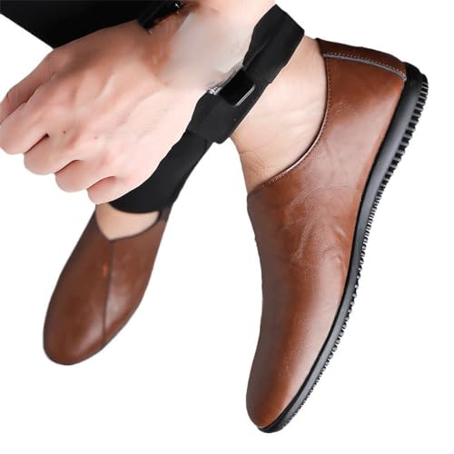 Mens Oxford Dress Shoes Calfskin Leather Slip On Pointed Toe Non Slip Rubber Sole Low Top Formal Wedding Footwear4