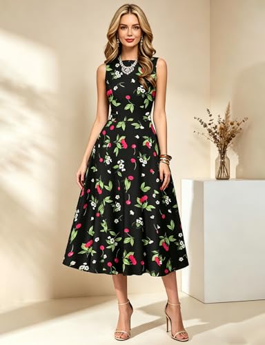 Image of Simple Flavor Women's Vintage Dress Sleeveless O-Neck Party Cocktail Dress