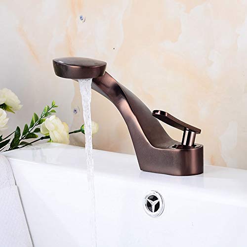 Robinet de lavabo incurvé en cuivre anti-éclaboussures pour rénovation de salle de bain