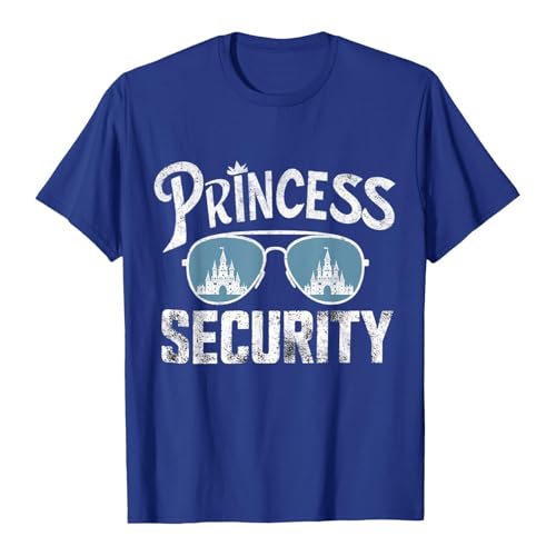 Maglietta da uomo con divertente stampa Princess Security, divertente maglietta da dichiarazione con motivo occhiali da sole, maglietta a maniche corte per papà e partner, Stil_o02 blu, M