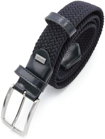 Navigare Braided Elastic Belt Made in Italy, Men and Women, with Genuine Leather Inserts