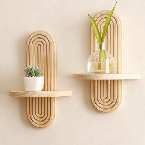 Artilady Boho Shelf Wall Decor Solid Wood Floating Shelves Srorage Display