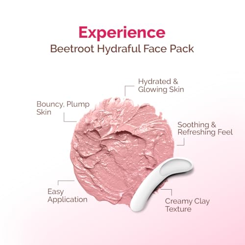 Image of Mamaearth Beetroot Hydraful Face Pack with Beetroot & Hyaluronic Acid for All Skin Types - 200 g | Natural DIY-like Texture | Gives Hydrated Pink Glow | Crafted with Beetroot & Hyaluronic Acid | Free from Harmful Chemicals