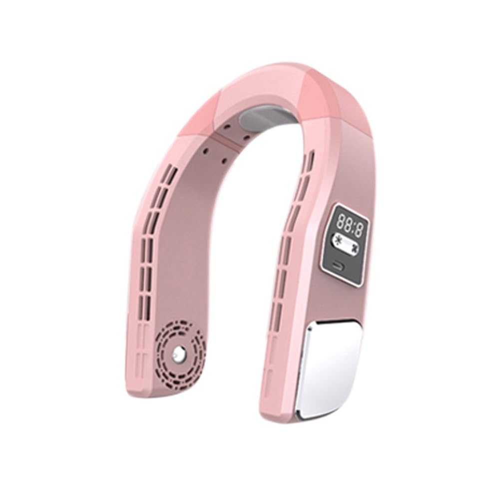 1Set Ventilatore Portatile Del Collo Ricaricabile USB Ventole Appese Foglia Mini Air Cooler Rosa