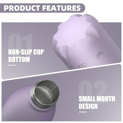 Image of WATERSY Stainless Steel water bottles,17oz /500ml Insulated Water Bottles,Purple metal water bottle Keeps Drink Cold and Hot,BPA Free kids water bottles for School,Gym,Travel,Sports