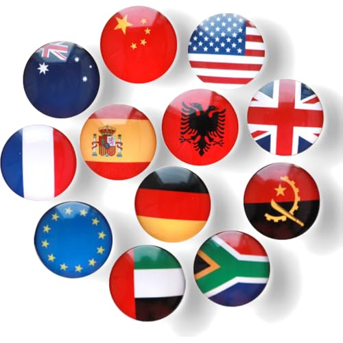 12 Imanes Nevera de Banderas Nacionales, Souvenir de Viaje, para Pizarra Magnética/Cocina/Oficina, Regalo Fuerte-12 al azar, regalo san valentín