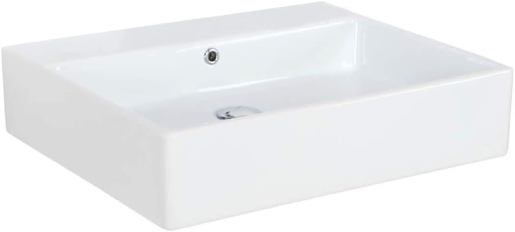 Simple 60.50A.00 Ceramic Above Counter/Wall Mount Rectangular Bathroom Sink, 23.6" L x 19.7" W x 6.3" H, White