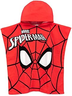 Marvel Spider-Man Towel Poncho Kids | Boys Girls Character Face Mask Logo Swimwear Beach Towel With Red Hood One Size