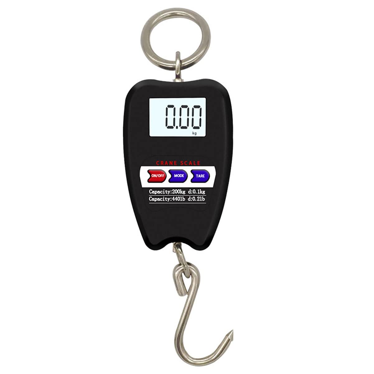 Digital Luggage Scales, 200kg/440lb Portable Mini Crane Scale LCD Display with Backlight Electronic Industrial Scale (Color : Svart, Size : 200kg/0.1kg(Svart)