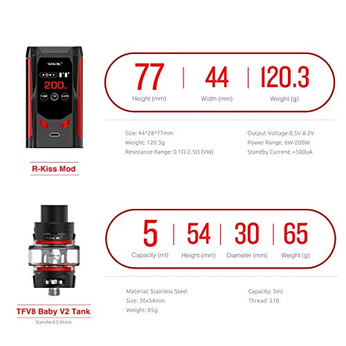 Smok R-Kiss Kit inkl. TFV8 Baby V2 (5 ml) 5000 mAh E-Zigarette E-Shisha Starterset (nikotinfrei) Produkt enthält kein… – Bild 7