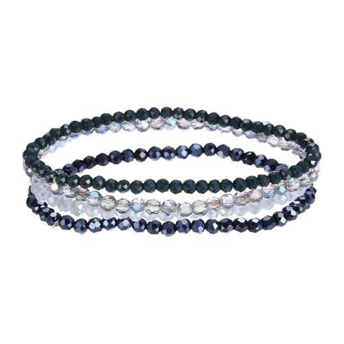 Bracelet perles de cristal bleu 4mm extensible, le cadeau idéal femme