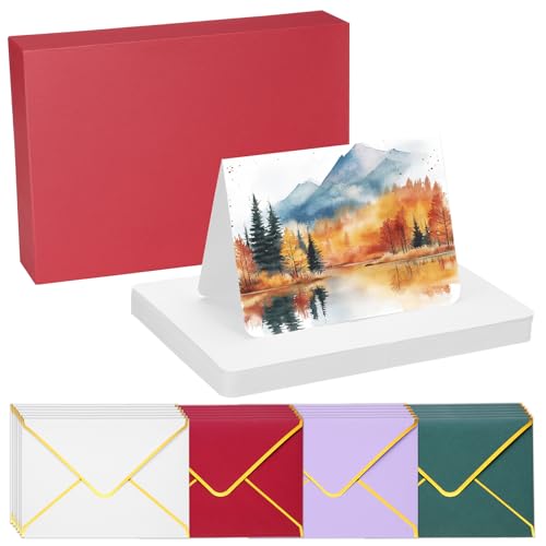 Postales de acuarela 300 GSM con esquinas redondeadas y sobres de algodón puro