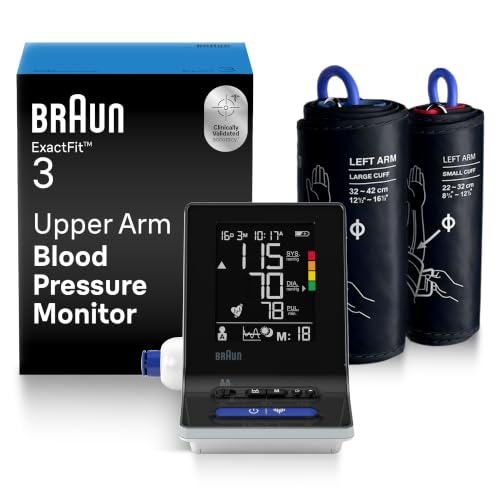 Braun ExactFit 3 Blood Pressure Monitor for Home Use, Blood Pressure Machine, Color-Coded, High BP...