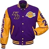 Los Angeles Legends Never Die Laker Letterman Wool Varsity Jacket Men's - Varsity Bomber Jacket For Men (US, Alpha, XX-Large, Regular, Regular, Purple & Golden)