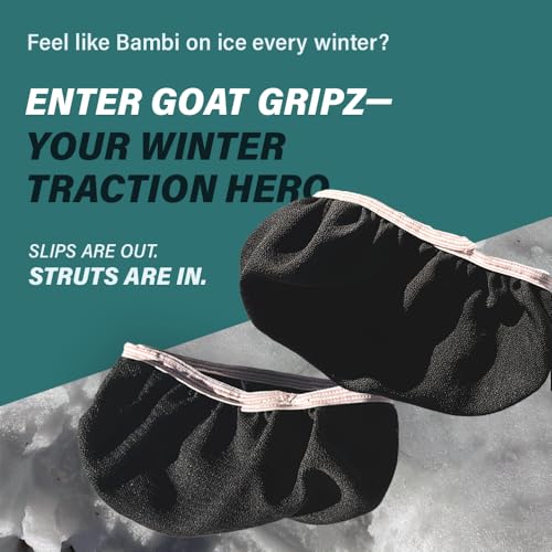 Mountain Goat Approved Shoe Socks - Snow & Ice Traction; Alt for Chains, Cleats, Crampons, Spikes, Grips, Grippers; Anti-Slip for Shoes & Boots, Jacquard Fabric, Elastic, Easy Slip-On (1 Pair)2