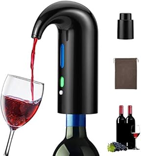 Electric Wine Aerator Pourer, Smart Automatic Wine Dispenser, Filter Aerating Pourer and Decanter Spout, with Vacuum Wine Stopper, Red White Wine Accessories for Wine Enthusiast(Classic Black)
