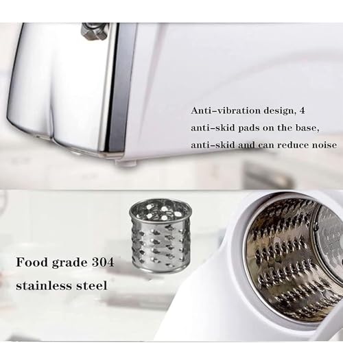 Trituratore elettrico rotativo per formaggio, grattugia commerciale da 300 W con 3 lame in acciaio inossidabile, facile da montare e pulire per cucina o uso commerciale