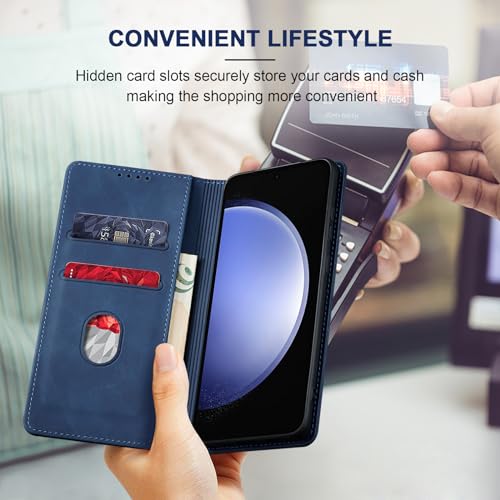 Image of Jasonyu Flip Wallet Case for Samsung Galaxy S23 FE,Blue