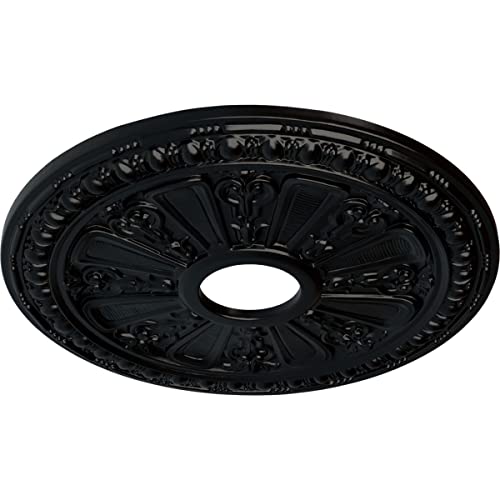 Image of Ekena Millwork CM18RABLF Raymond Ceiling Medallion, Jet Black
