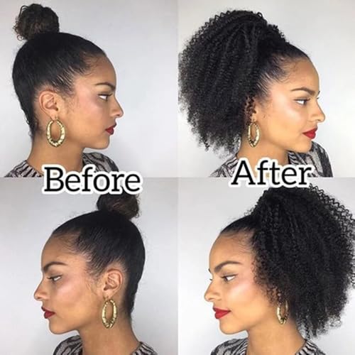 Extensiones de coleta afro kinky curly de cabello brasileño negro natural 105g 7