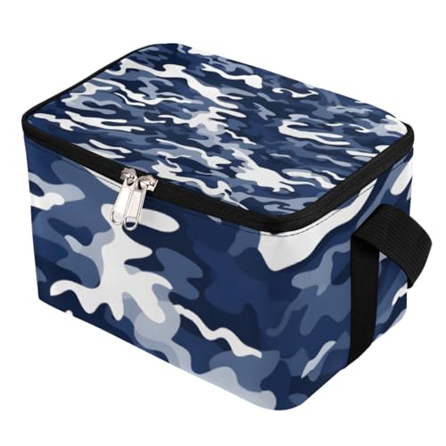 GzLeyigou Lunch Bags for Women Men 9 Cans,Fashion Blue and White Hot & Cold Food Delivery Bag Insulated Grocery Bag Insulated Lunch Box Camouflage Pattern Cooler Bag for Office Work Picnic Beach