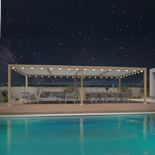 Pérgola bioclimática de aluminio de 3,5 x 8,5 m, impermeable, con listones ajustables e iluminación LED, perfecta para terraza, patio y cochera