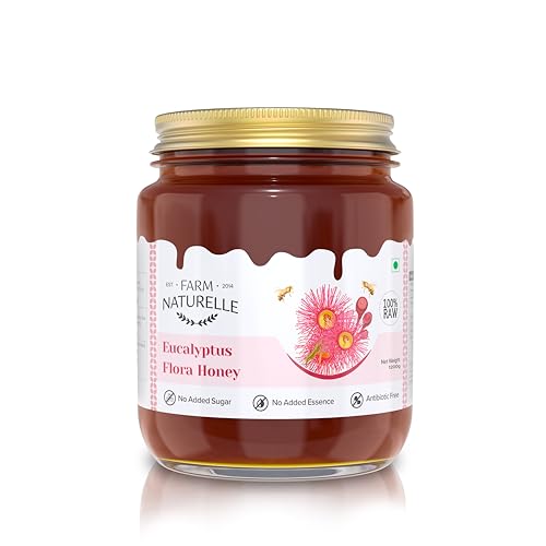 Image of Farm Naturelle Raw Eucalyptus Honey 1200g| Glass Bottle | 100% Pure Unprocessed & Natural Honey | Ayurvedic & Rich in Vitamins and Minerals | Helps Boost Immunity
