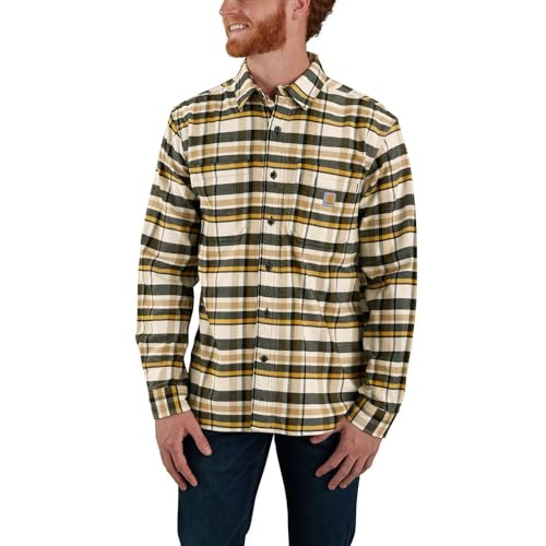 Image of Carhartt Men's Rugged Flex Relaxed Fit Midweight Flannel Long-Sleeve Plaid Shirt