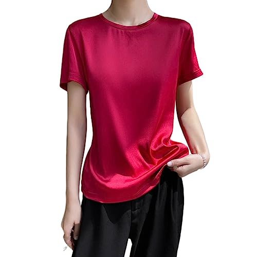 T-shirt en satin pour femmes avec taille resserrée effet mince