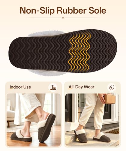 Image of Litfun Fuzzy Memory Foam Slippers for Women Indoor Outdoor House Shoes