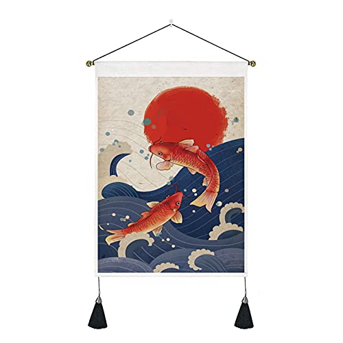 Betos Tapices pequeños, tapiz de arte de pared estilo japonés, tapices de gran onda, tapiz de pez koi, decoración de pared, tapices decorativos para decoración de pared, decoración del hogar,