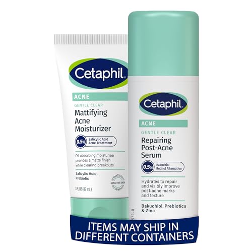 Cetaphil Gentle Clear Repairing Post Acne Serum + 3oz Gentle Clear Mattifying Acne Face Moisturizer With 0.5% Salicylic Acid, Hydrates and Treats Sensitive Acne Prone Skin, Bundle