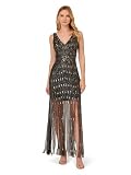 Adrianna Papell Women's Beaded Carwash Dress, Black/Mercury, 14