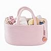 Baby diaper caddy organizer for girl boy rope nursery storage bin basket portable holder tote bag for changing table car travel baby shower gifts newborn essentials registry must have items pink  urban country home decor