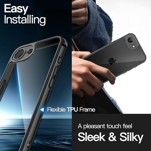 Image of JETech Cover Case for iPhone 17e (2026) / iPhone 16e, Non-Yellowing Shockproof Phone Bumper Cover, Anti-Scratch Clear Back, 6.1-Inch Display (Black)