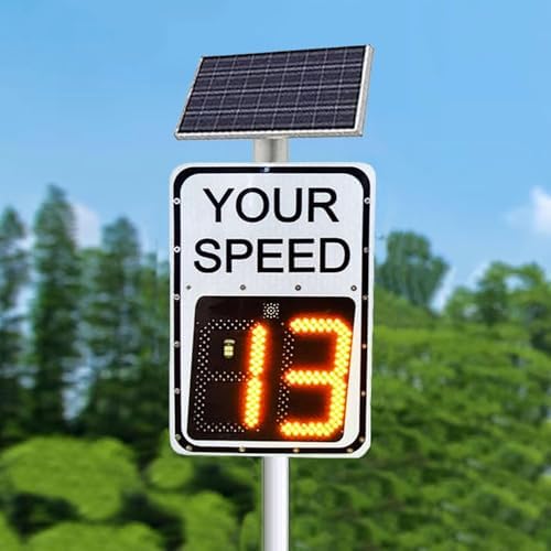 Solar-Powered Speed Display Radar Sign - Bright Flashing Speed Limit Alert & Mounting Kit for Enhanced Road Safety, Traffic Control & Speed Monitoring (23.6x35.4in)