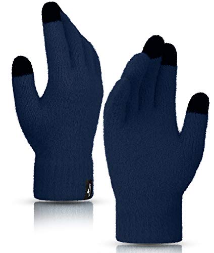 Achiou Winter Touchscreen Gloves Knit Warm Thick Thermal Soft Comfortable Wool Lining Elastic Cuff Texting for Women Men