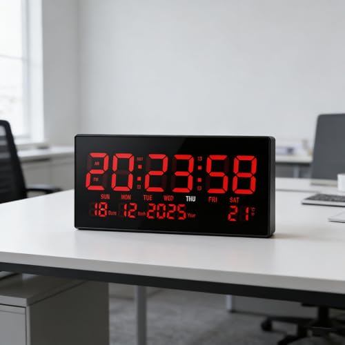 Horloge murale numérique pour lisibilité difficile avec écran LED clair