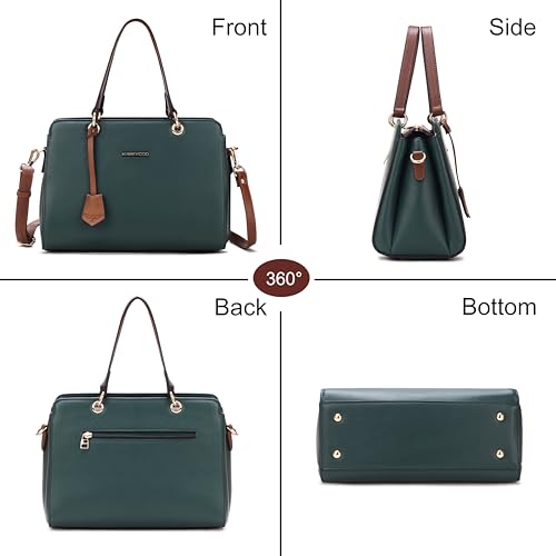 Image of HAWKWOOD Women's Premium PU Leather Structured Handheld Bag with Adjustable Shoulder Strap | Multi-Compartment Office & Casual Tote | Elegant Top Handle Purse for Daily Use