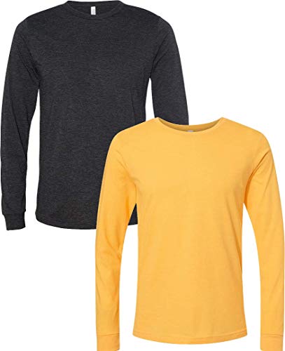 Bella Canvas - Unisex Jersey Long Sleeve Tee - 3501 XL-Charcoal-HTHRYellowGold