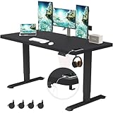 schreibtisch computertisch eckschreibtisch 【Kabelmanagement & Rollen】Der große Home-Office-Computertisch, mit Kabelmanagement kann Drähte sauber und ordentlich halten. Mit 4 Rollen, keine Notwendigkeit, zu laden und zu entladen. Ein Haken an der Seite des elektrisch höhenverstellbaren Schreibtisches ist ein Plus.