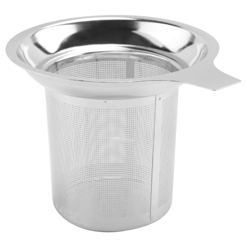 Yindhgdr Colador de té de acero inoxidable, tetera, colador de té, taza de café, colador de fugas, parte inferior plana, filtro de alta densidad con mango