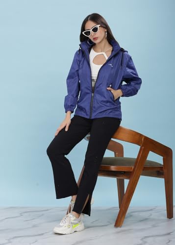 Image of Dollar Women's Polyester Solid Windcheater Jacket With Zipper Pockets and Detachable Hood