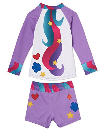 Image of Little Girls Unicorn Swimsuit with Shorts - UPF 50 - Won't Fade - USA Made