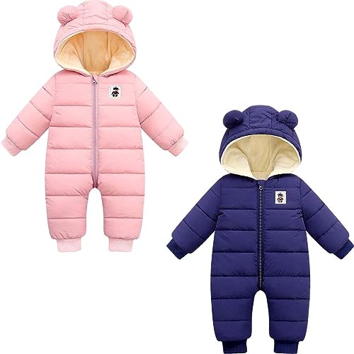 Image of BYFRI Baby Snowsuit for Boys Girls, Infant Winter Clothes, Newborn Warm Jacket, Toddler Hooded Outfit