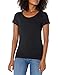 Amazon Essentials Women's Slim-Fit Cap-Sleeve Scoop Neck T-Shirt, Pack of 2, Dark Olive/Black, X-Large
