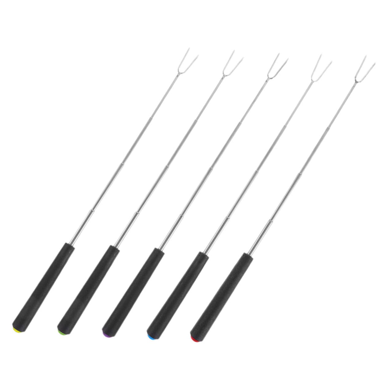 Garneck 5-piece Stainless Steel Bbq Fork Set Outdoor Grill Utensils Easy Rotation Handles Ergonomic Plastic Grip for Hot Dogs Marshmallows