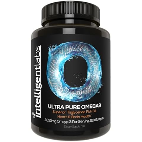 Intelligent Labs Triglyceride Omega 3 | 2250mg per 3-Capsule Serving | Burpless Fish Oil Capsules | Cardiovascular, Brain, Joint & Eye Support | 120 Softgels Per Bottle Cover